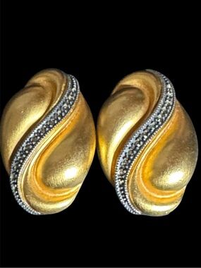 Vintage Judith Jack Gold Marcasite Clip Earrings